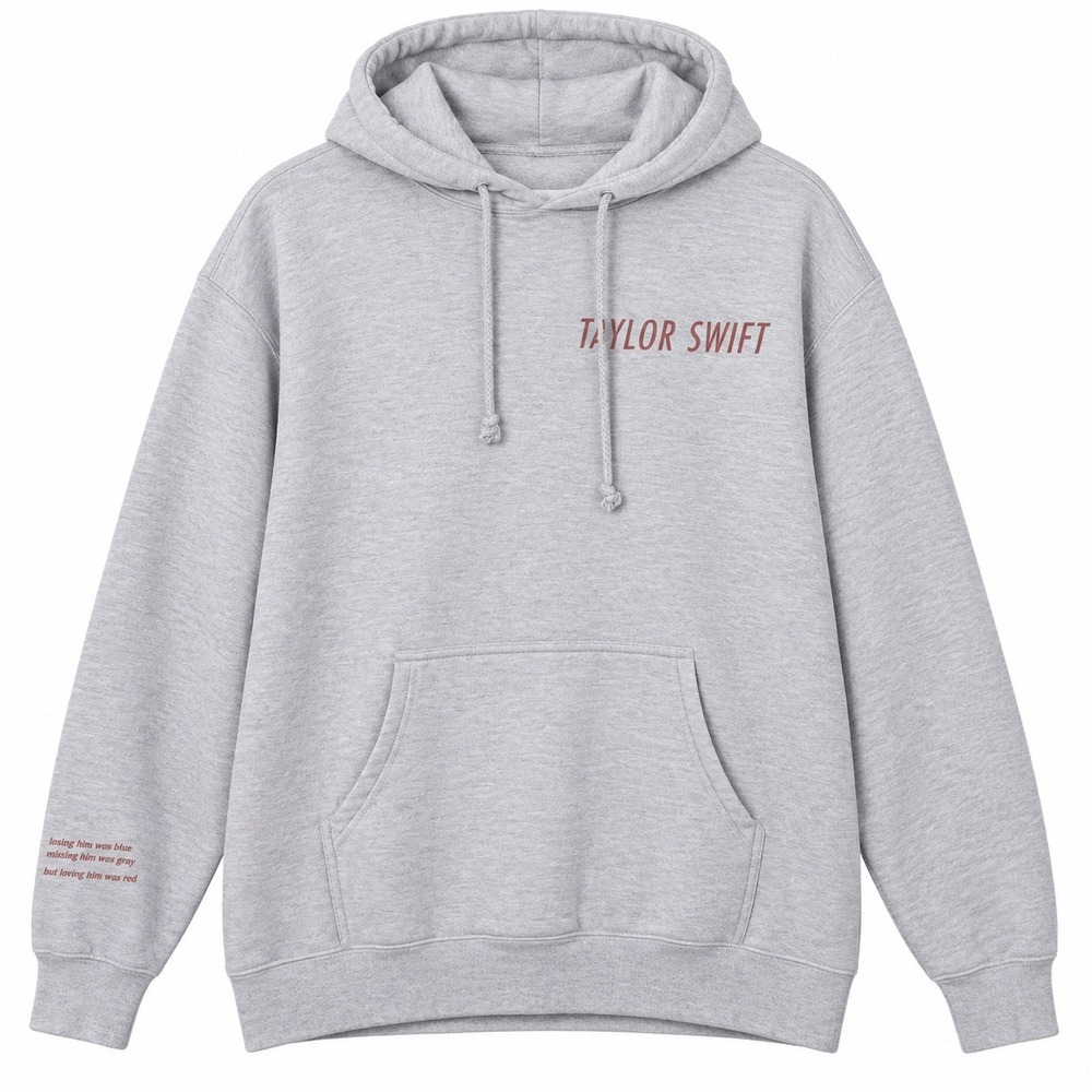 Taylor Swift Red Taylor's Version Hoodie Large Gray Official Merch Lyric Graphic